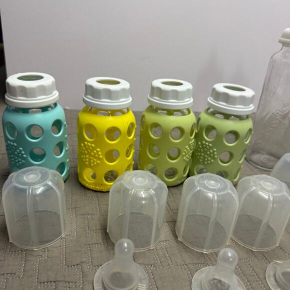 Lot 5 LifeFactory Glass Baby Bottles 2 Evenflo Size 1 Nipples Silicone Sleeves - Picture 6 of 8